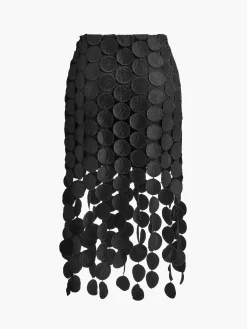 COMMENSE Skirts|Bottoms^Laser Cut Multi Circle Double Layered Skirt Black