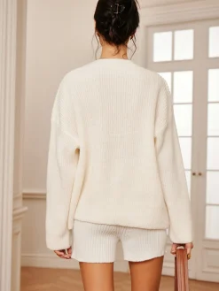 COMMENSE Cardigans|Sweaters & Cardigans^Lazy Style Asymmetrical Loose Button Cardigan Off-White