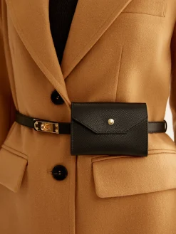 COMMENSE Belts & Chain|Accessories^Leather Slim Belt Bag Set Black