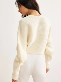 COMMENSE Cardigans|Sweaters & Cardigans^Leg-Of-Mutton Sleeve Metal Cardigan Off-White