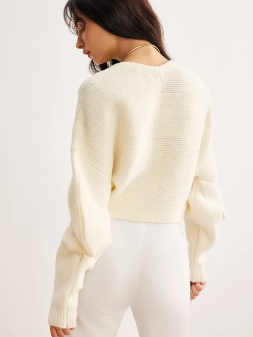 COMMENSE Cardigans|Sweaters & Cardigans^Leg-Of-Mutton Sleeve Metal Cardigan Off-White