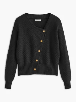 COMMENSE Cardigans|Sweaters & Cardigans^Leisure Asymmetrical Button Cardigan Black