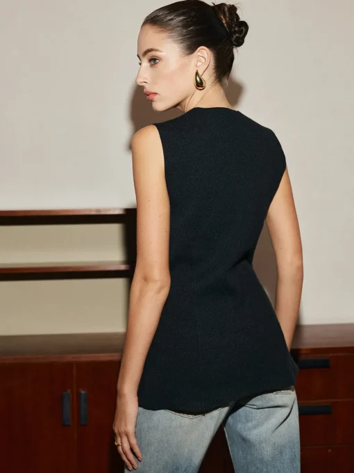 COMMENSE Sweater Vests|Sweaters & Cardigans^Leisure Button Slim Sweater Vest Black