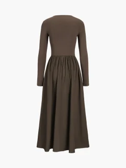 COMMENSE Black Dresses|Casual Dresses^Leisure Pockets Long Sleeve Long Dress Black