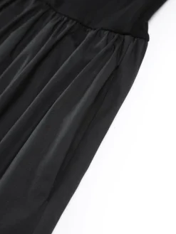 COMMENSE Black Dresses|Casual Dresses^Leisure Pockets Long Sleeve Long Dress Black