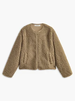 COMMENSE Outerwear|Jackets^Leisure Zipper Fleece Jacket Brown