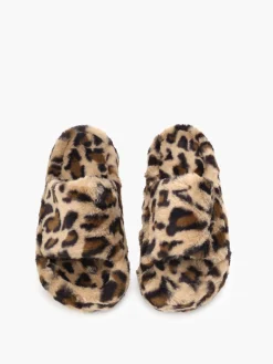 COMMENSE Shoes|Accessories^Leopard Fuzzy Platform Slippers Brown