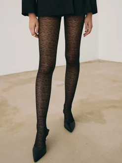 COMMENSE Socks & Tights|Accessories^Leopard Pattern Sheer Tights Black