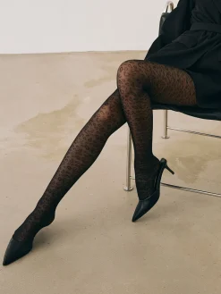 COMMENSE Socks & Tights|Accessories^Leopard Pattern Sheer Tights Black