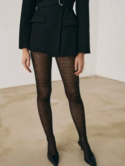 COMMENSE Socks & Tights|Accessories^Leopard Pattern Sheer Tights Black