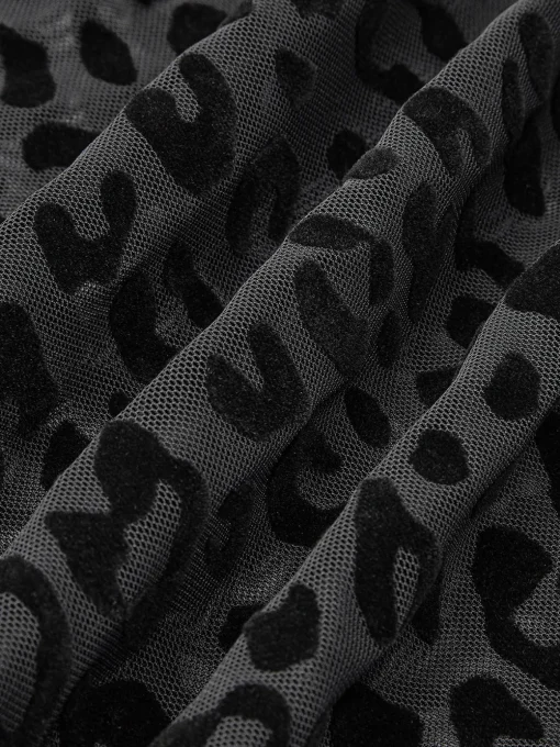 COMMENSE T-shirts|Tops^Leopard Printed Sheer T-Shirt Black