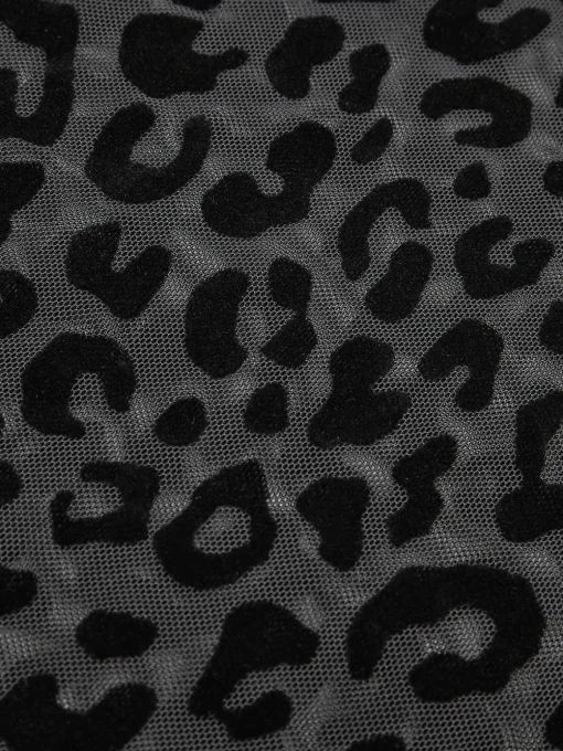 COMMENSE T-shirts|Tops^Leopard Printed Sheer T-Shirt Black