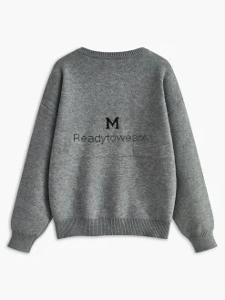 COMMENSE Sweater Tops|Sweaters & Cardigans^Letter Printed Loose Sweater Grey