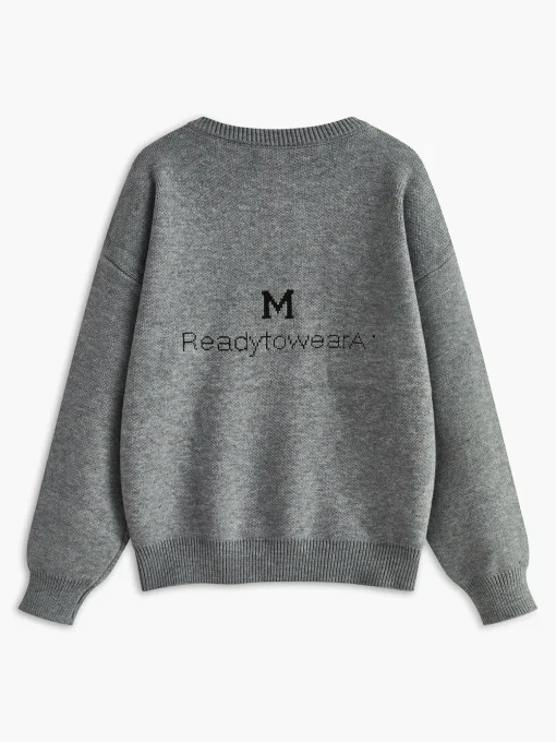 COMMENSE Sweater Tops|Sweaters & Cardigans^Letter Printed Loose Sweater Grey