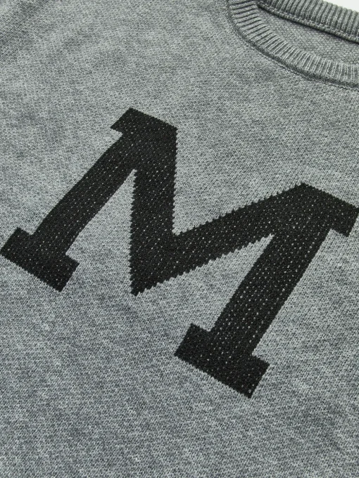 COMMENSE Sweater Tops|Sweaters & Cardigans^Letter Printed Loose Sweater Grey