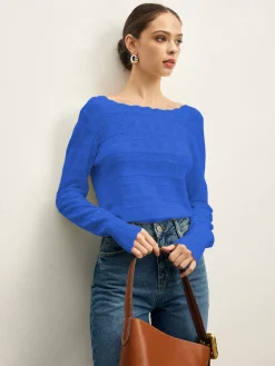 COMMENSE Sweater Tops|Sweaters & Cardigans^Lettuce Trim Backless Pointelle Knit Top White