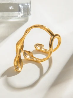 COMMENSE Rings & Bracelets|Accessories^Liquid Lava Adjustable Open Ring Golden