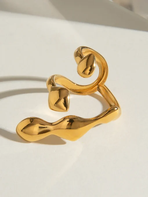 COMMENSE Rings & Bracelets|Accessories^Liquid Lava Adjustable Open Ring Golden