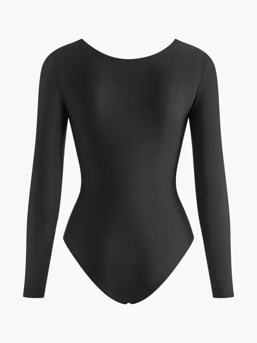 COMMENSE Bodysuits|Bodysuits^Long Sleeve Cutout Jersey Bodysuit Black