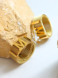 COMMENSE Rings & Bracelets|Accessories^M Letter & Chain Decor Ring Gold