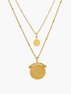 COMMENSE Necklaces|Accessories^Mandala Double Layer Pendant Necklace Gold