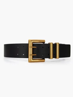 COMMENSE Belts & Chain|Accessories^Metal Buckle Wide Belt Black