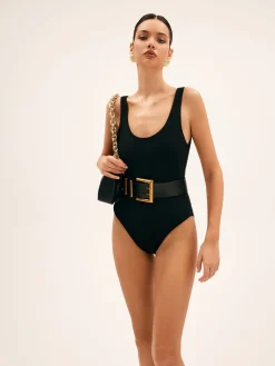 COMMENSE Belts & Chain|Accessories^Metal Buckle Wide Belt Black