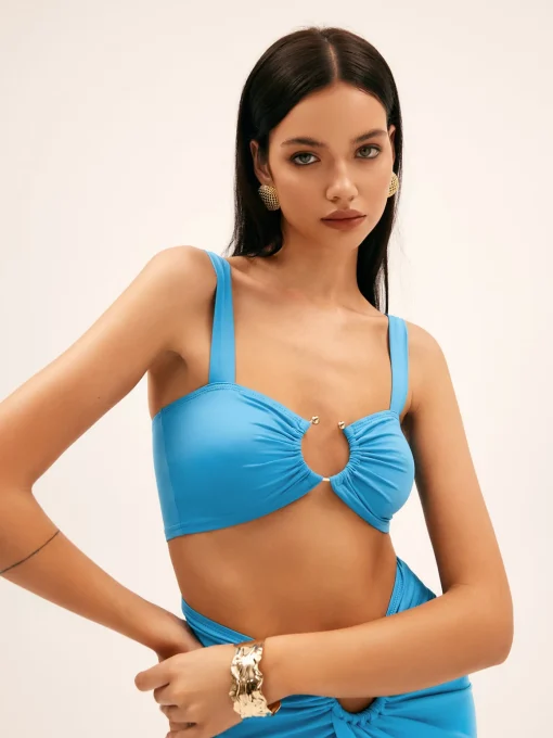 COMMENSE Skirt Sets|Long Sleeve Sets^Metal Decor Split Split Skirt Set Blue