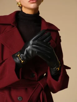 COMMENSE Accessories^Metal Detail Sheepskin Fleecing Gloves Black