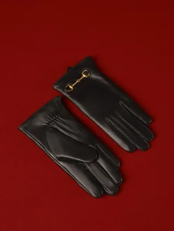 COMMENSE Accessories^Metal Detail Sheepskin Fleecing Gloves Black