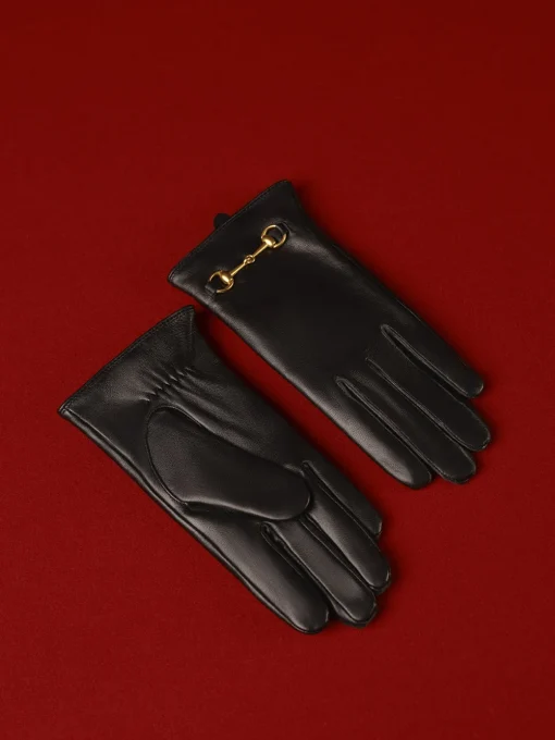 COMMENSE Accessories^Metal Detail Sheepskin Fleecing Gloves Black
