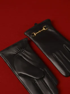 COMMENSE Accessories^Metal Detail Sheepskin Fleecing Gloves Black