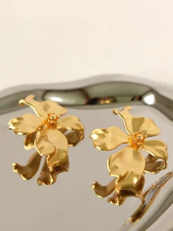 COMMENSE Earrings|Accessories^Metal Flower Earrings Gold
