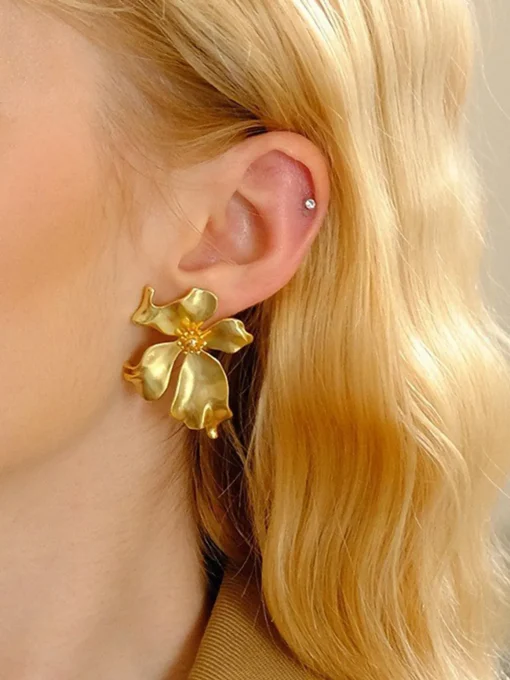 COMMENSE Earrings|Accessories^Metal Flower Earrings Gold