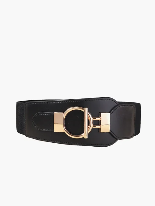 COMMENSE Belts & Chain|Accessories^Metal Lariat Elastic Wide Belt Black