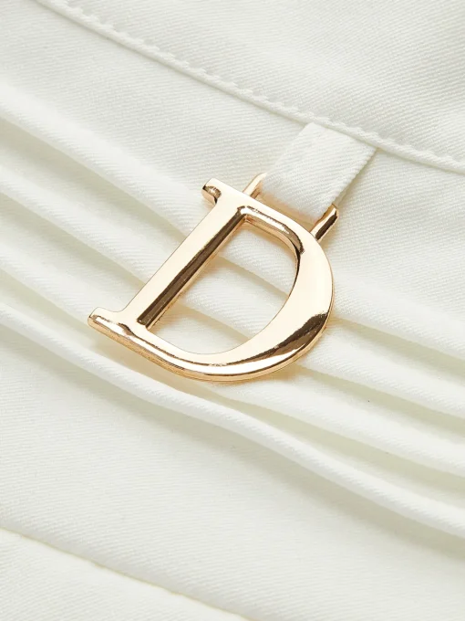COMMENSE Skirts|Bottoms^Metal Letter Pleated Mini Skirt White