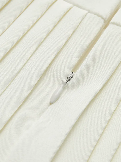 COMMENSE Skirts|Bottoms^Metal Letter Pleated Mini Skirt White