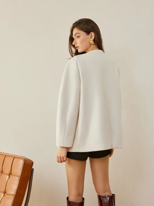 COMMENSE Outerwear|Coats^Metal-Button Wrap Warm Coat Off-White