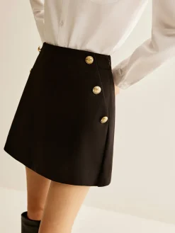 COMMENSE Bottoms^Metal-Decor Zipper Shorts Black