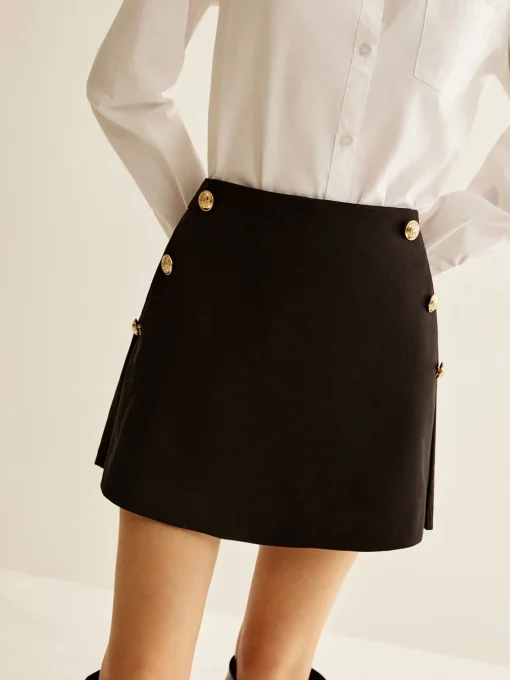COMMENSE Bottoms^Metal-Decor Zipper Shorts Black
