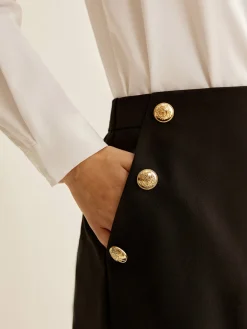 COMMENSE Bottoms^Metal-Decor Zipper Shorts Black