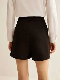 COMMENSE Bottoms^Metal-Decor Zipper Shorts Black