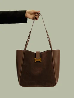 COMMENSE Accessories^Metal-Detail Panel Tote Bag Brown
