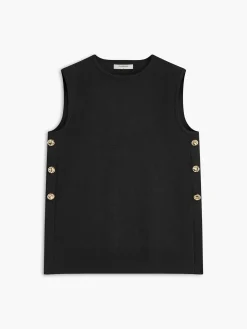 COMMENSE Vests|Knitwear^Metal-Detail Plain Sweater Vest Black