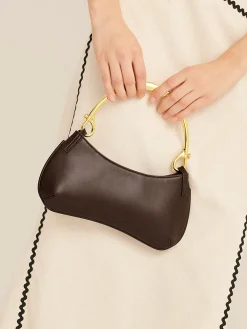 COMMENSE Bags|Accessories^Metal-Handle Zipper Armpit Bag Brown