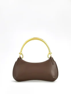 COMMENSE Bags|Accessories^Metal-Handle Zipper Armpit Bag Brown