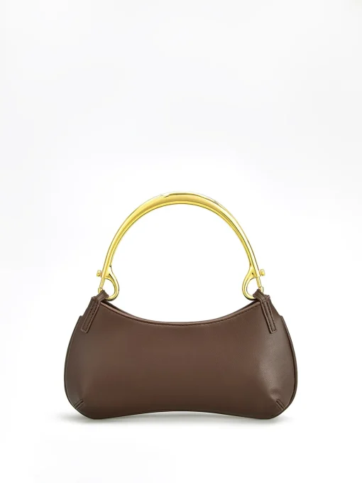 COMMENSE Bags|Accessories^Metal-Handle Zipper Armpit Bag Brown