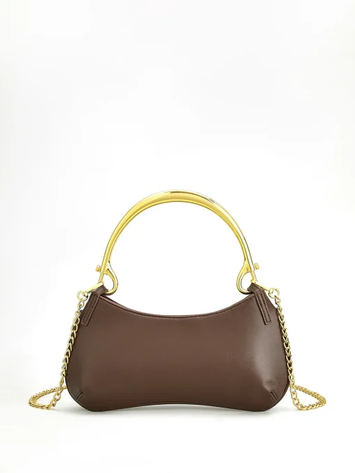 COMMENSE Bags|Accessories^Metal-Handle Zipper Armpit Bag Brown