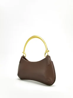 COMMENSE Bags|Accessories^Metal-Handle Zipper Armpit Bag Brown