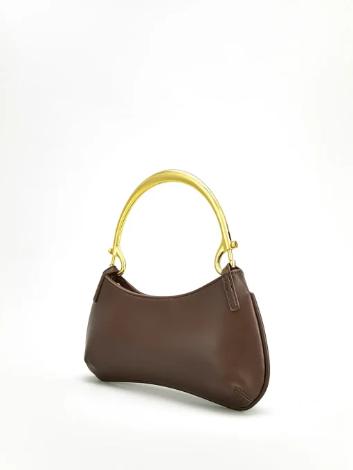 COMMENSE Bags|Accessories^Metal-Handle Zipper Armpit Bag Brown
